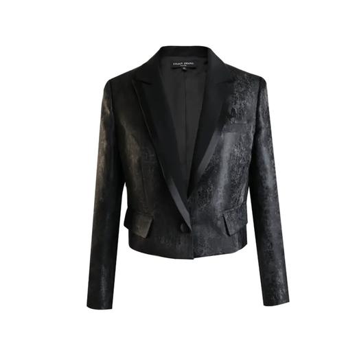 定制—ELITE 缎面拼边提花 - 修身显瘦轻奢百搭短款外套  1905035 商品图0