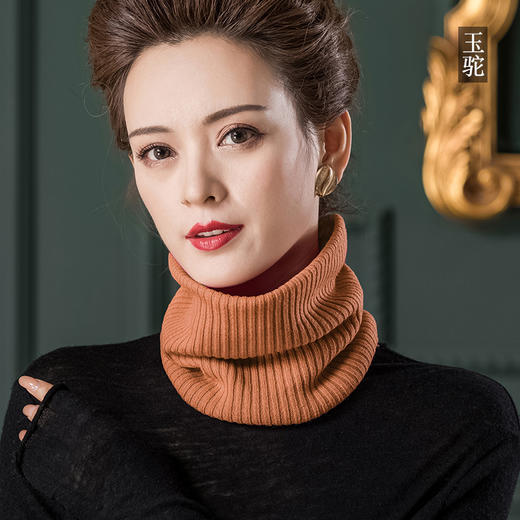 丁摩纯色套头围脖100%羊毛针织脖套护颈弹力坑条假领子AL1060 商品图13