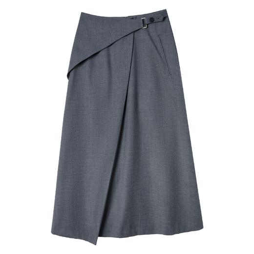 西嘉C+IMPRESS/西嘉知识分子风灰色羊毛半身裙女高腰气质无腰头搭片式BQ2401004 商品图4