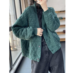 裁缝学苑AX157冬季复古菱形格棉衣纸样女装加厚夹棉开衫短外套上衣版型