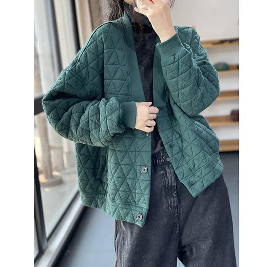 裁缝学苑AX157冬季复古菱形格棉衣纸样女装加厚夹棉开衫短外套上衣版型 商品图0