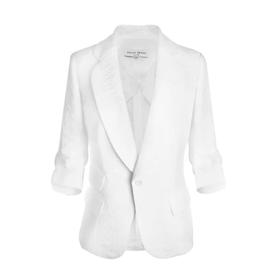 春秋夏通勤-气质时尚-中袖提花轻简 白色显瘦抽褶小西装  2005008