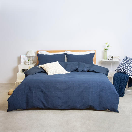 一丝浓立体提花被套三件套肌理高级感宅寂风 商品图0