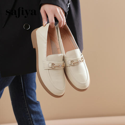 Safiya/索菲娅2024春季新品英伦风百搭羊皮舒适通勤软底乐福单鞋 SF41112120 商品图4