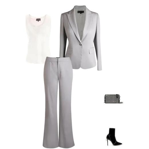 ELITE —极简风—灰色阔腿裤-时尚通勤休闲百搭显瘦长裤  1804011 商品图2