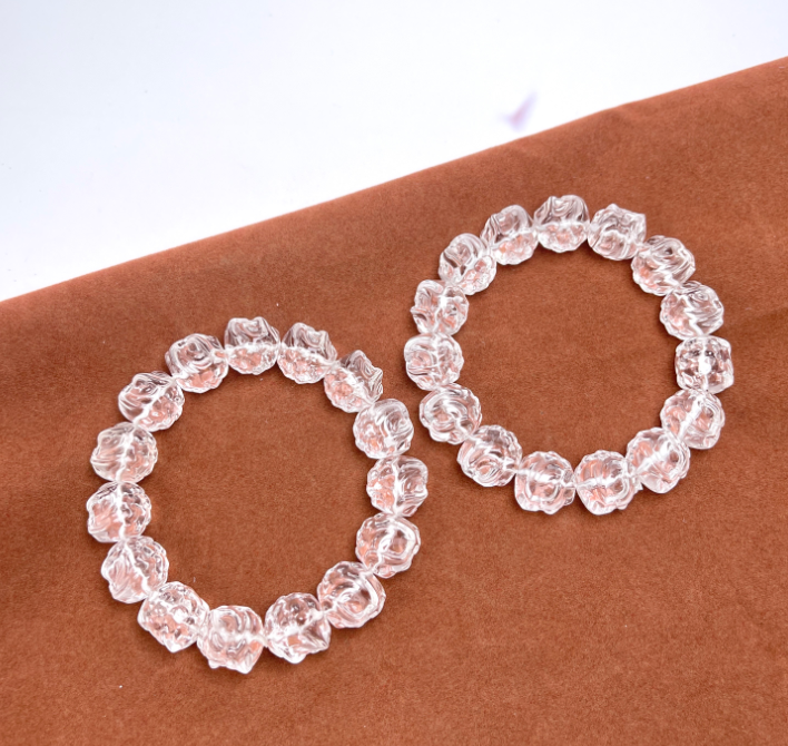 水晶单圈-白水晶醒狮手串