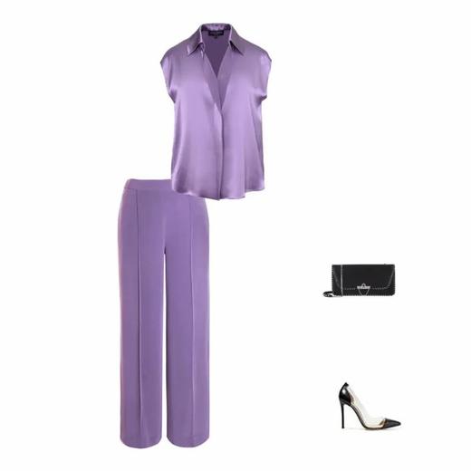 定制—”通勤风”三醋酸多色压线阔腿裤 - 薄款直筒长裤  1804026 商品图3