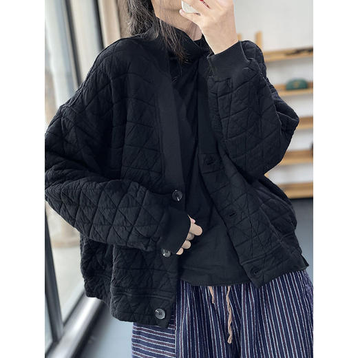 裁缝学苑AX157冬季复古菱形格棉衣纸样女装加厚夹棉开衫短外套上衣版型 商品图3