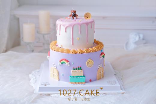 1027CAKE | ins风 小熊蜡烛 手绘款式 双层 商品图0