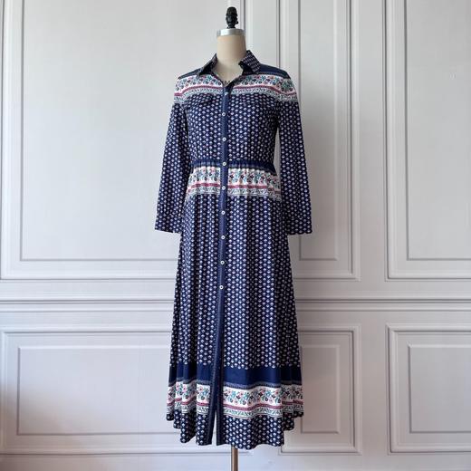 定制—艺术风—定位花型针织衬衫长袖气质轻奢中长款连衣裙2201034 商品图1