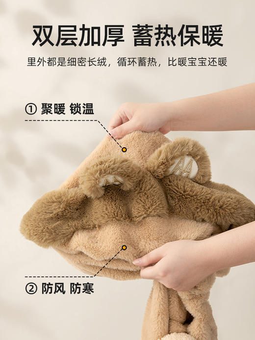 贝肽斯儿童帽子围巾一体帽秋冬季男女童宝宝冬天防风保暖围脖护耳 商品图2