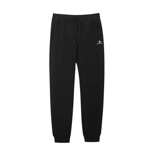 骆驼男装运动长裤官方冬季新款加绒黑色宽松弹力卫裤休闲针织裤子DAP510106H 商品图3