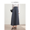西嘉C+IMPRESS/西嘉知识分子风灰色羊毛半身裙女高腰气质无腰头搭片式BQ2401004 商品缩略图0