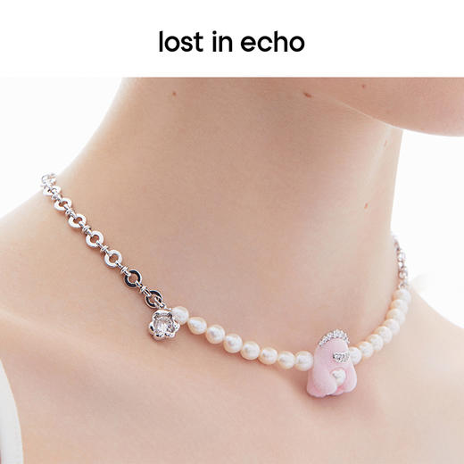 lost in echo2023秋冬新品设计师款Yetti小怪兽珍珠植绒项链气质 商品图3