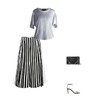 条纹打褶百搭显瘦春夏时尚宽松休闲女士七分阔腿裙裤  2004003 商品缩略图3