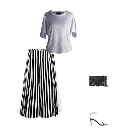 条纹打褶百搭显瘦春夏时尚宽松休闲女士七分阔腿裙裤  2004003 商品图3