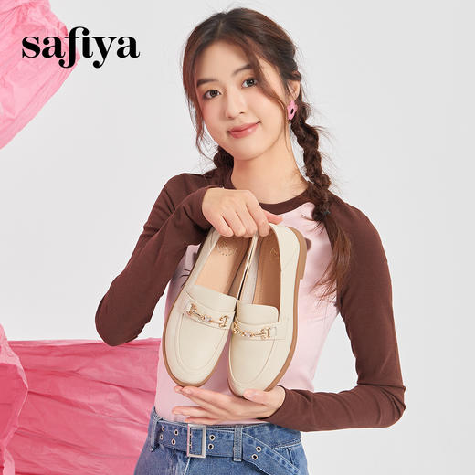 Safiya/索菲娅2024春季新品英伦风百搭羊皮舒适通勤软底乐福单鞋 SF41112120 商品图1