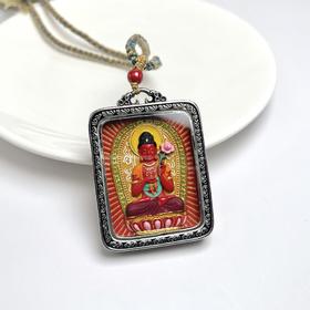 41824朱砂吊坠-大势至菩萨方牌