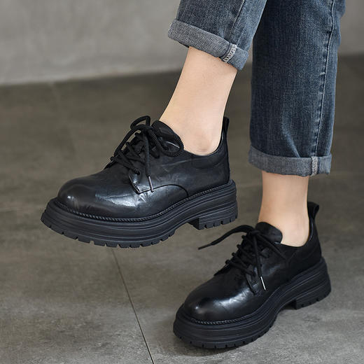 TN T65716-56手抓纹头层牛皮复古擦色小皮鞋 商品图2