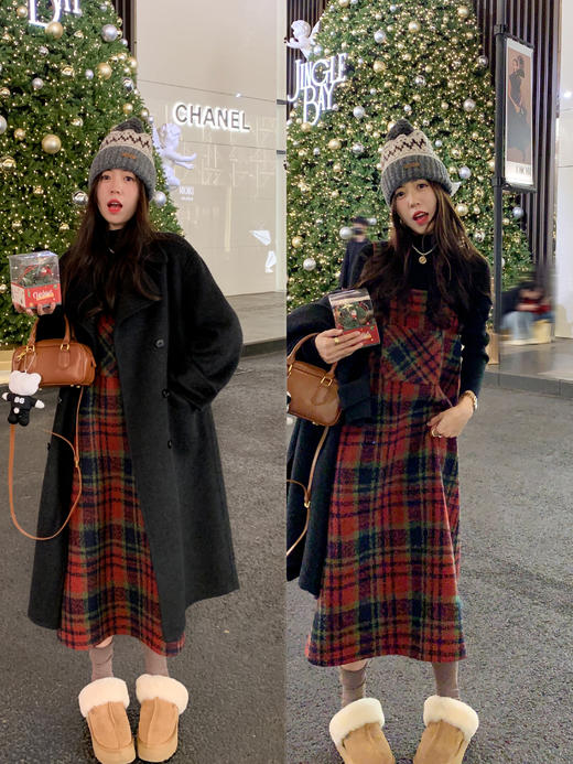 <曾小咸推荐> 【吸睛圣诞红】红色格子裙 商品图1