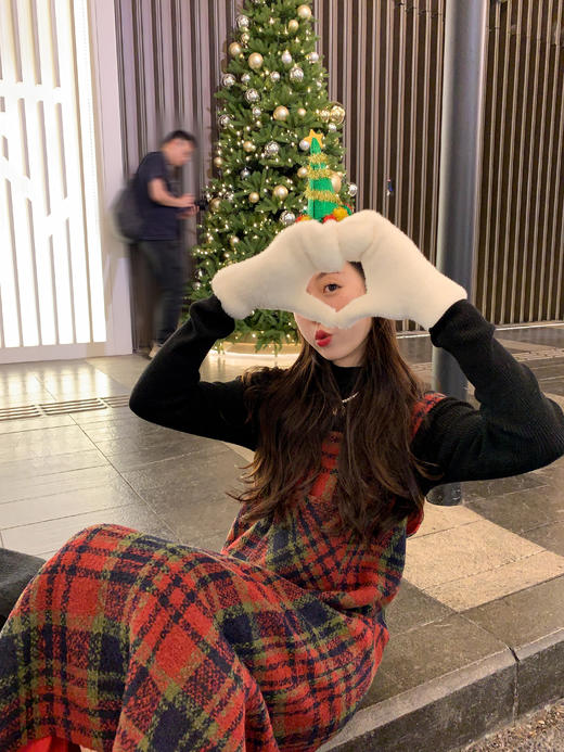 <曾小咸推荐> 【吸睛圣诞红】红色格子裙 商品图5