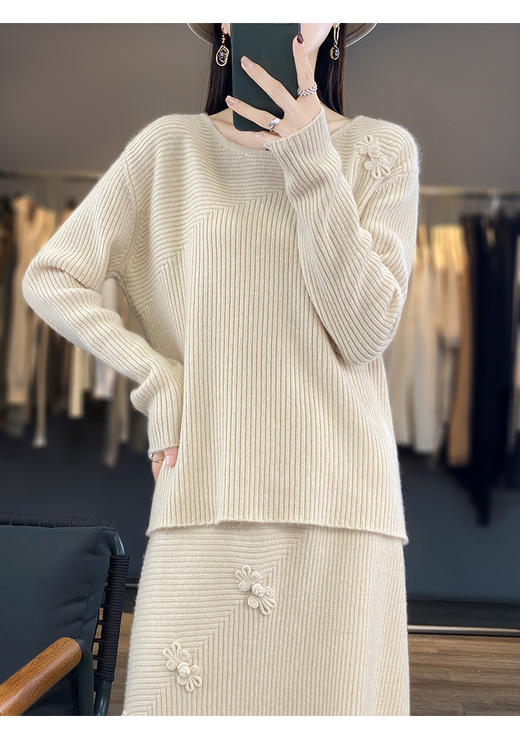 逸红颜明月优选#『云岫』羊毛针织套装裙，低调温柔的松弛高级感 商品图11