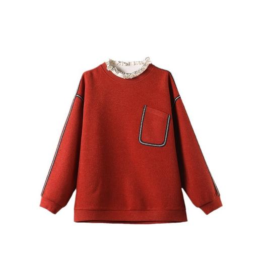 雀说新款时尚洋气欧货胖MM宽松减龄假两件上衣AL 9833 商品图4