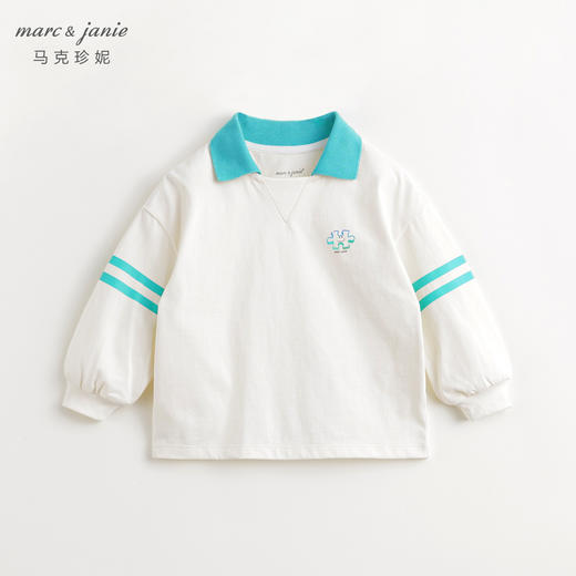马克珍妮男童时尚撞色翻领polo领T恤儿童纯棉上衣春装新款240025 商品图0