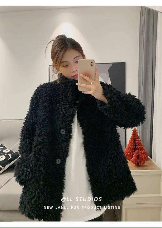 雀说新款全羊毛立领羊羔毛羊剪绒大衣皮毛一体皮草外套女冬秋冬AL2326 商品图6