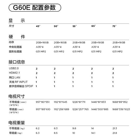 TCL55寸电视G60E 商品图8