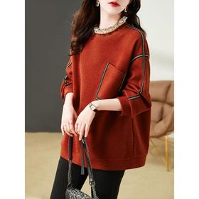 雀说新款时尚洋气欧货胖MM宽松减龄假两件上衣AL 9833