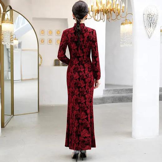 BJ261复古日常时尚，亮丝开叉长款旗袍 商品图1