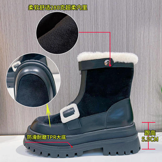 ALBB-2023冬季新款时尚加绒雪地靴休闲百搭中筒靴百搭增高女靴保暖靴子 商品图1