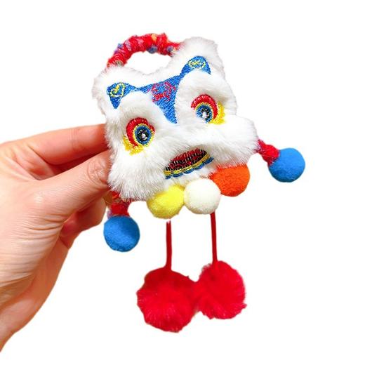 【春节必备！点缀新年新造型】红色醒狮新年发饰儿童头绳，流苏毛球发圈可爱中式古风高端毛绒皮筋，中式古风的设计灵感源自中国传统文化，展现了独特的魅力！ 商品图4