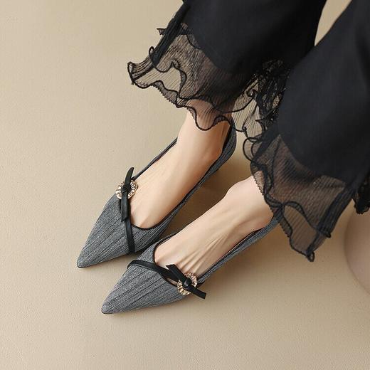 复古粗跟单鞋，新款春夏法式温柔风尖头中跟设计感高跟鞋子AMN&TX08-87 商品图1