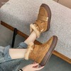 【48小时发货】【兔毛】磨砂牛皮厚底雪地靴女加绒冬季新款魔术贴软底防滑保暖大棉鞋 商品缩略图1