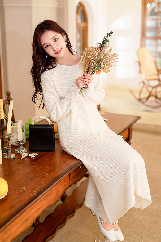 逸红颜明月优选#『云岫』羊毛针织套装裙，低调温柔的松弛高级感 商品图9