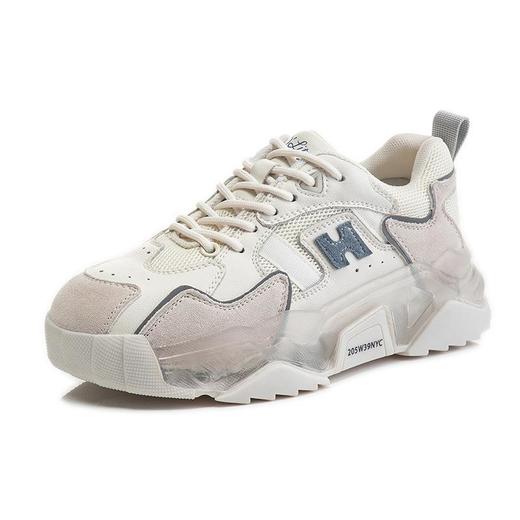 鞋子女春夏2024新款运动跑步鞋厚底休闲真皮女鞋增高平底老爹鞋女 商品图4