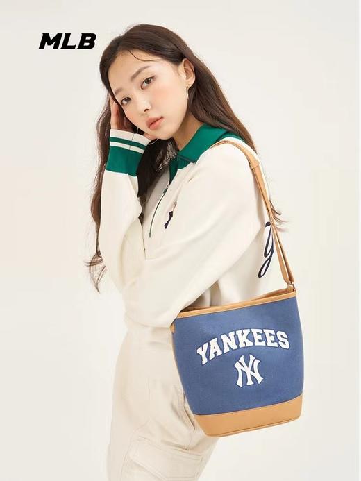 MLB男包女包新款刺绣复古老花单肩斜挎包水桶包 商品图3
