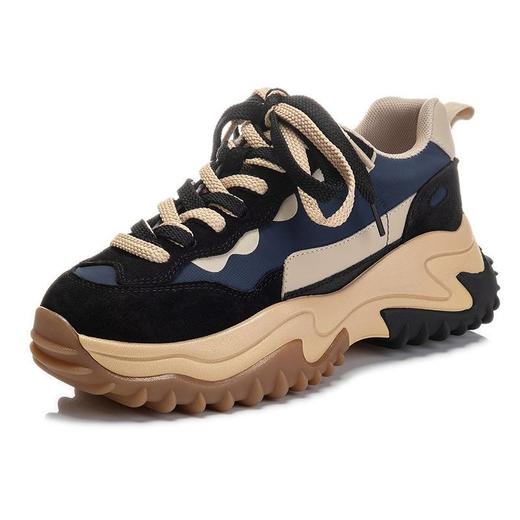 吸膜底鞋子女2024春夏新款厚底头层猪皮老爹鞋女休闲旅游真皮女鞋 商品图4