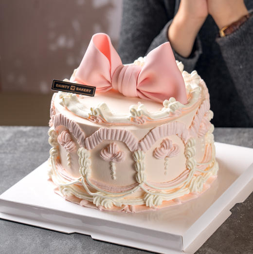 预定款｜粉色蝴蝶结裱花蛋糕5寸6寸（纯动物奶油新鲜水果夹心 提前2天预定） 商品图2