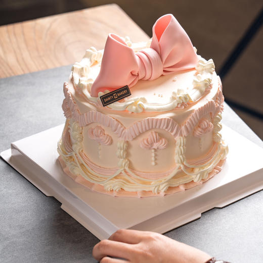 预定款｜粉色蝴蝶结裱花蛋糕5寸6寸（纯动物奶油新鲜水果夹心 提前2天预定） 商品图3
