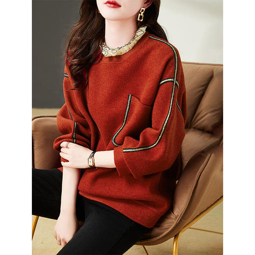 雀说新款时尚洋气欧货胖MM宽松减龄假两件上衣AL 9833 商品图1