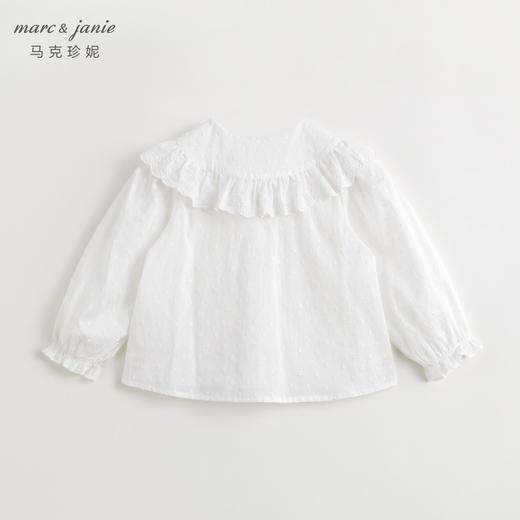 马克珍妮女童花边娃娃领衬衫儿童纯棉衬衣上衣2024春装新款240233 商品图1