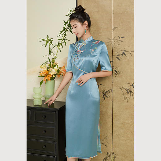 乔万尼新中式设计旗袍连衣裙修身收腰重工刺绣ET3E665 商品图1