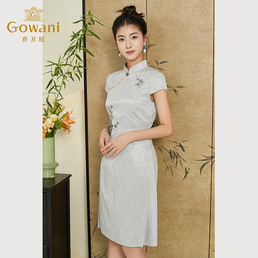 Gowani乔万尼新中式改良版旗袍连衣裙收腰重工提花设计ET3E673901 商品图0