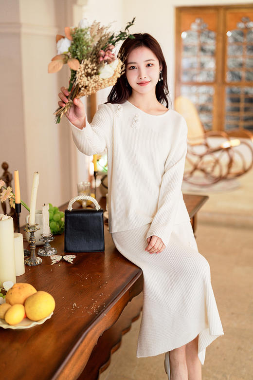 逸红颜明月优选#『云岫』羊毛针织套装裙，低调温柔的松弛高级感 商品图5