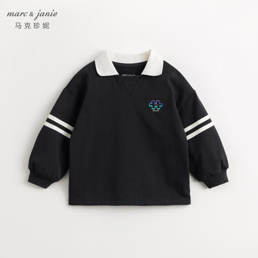 马克珍妮男童时尚撞色翻领polo领T恤儿童纯棉上衣春装新款240025 商品图1