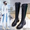 骑士靴女秋冬2023新款高筒休闲真皮长筒靴女英伦风粗跟加绒鞋子女 商品缩略图0