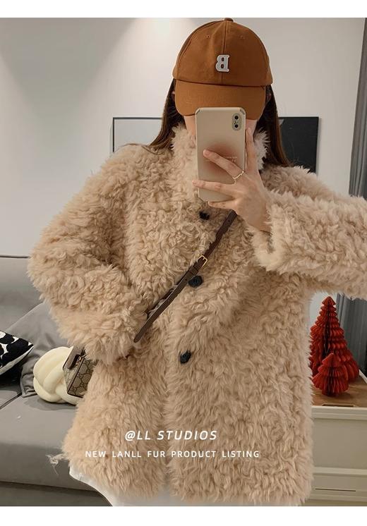 雀说新款全羊毛立领羊羔毛羊剪绒大衣皮毛一体皮草外套女冬秋冬AL2326 商品图7